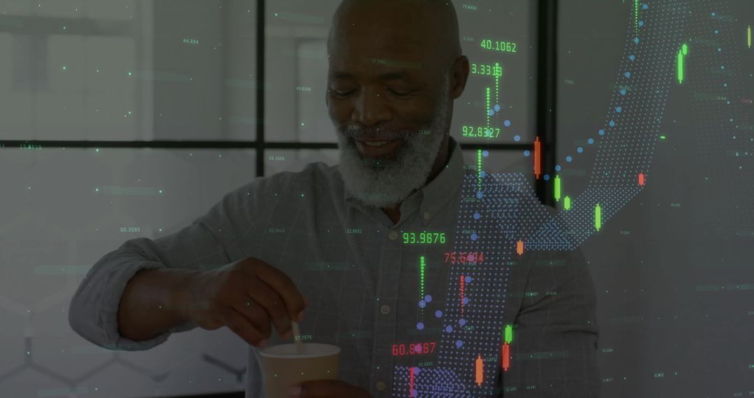 Smiling African American Businessman Analyzing Financial Data in Office
