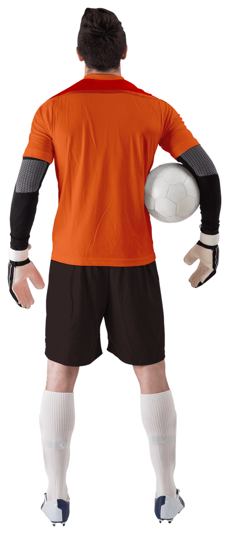 Transparent Goalkeeper Holding Soccer Ball Back View