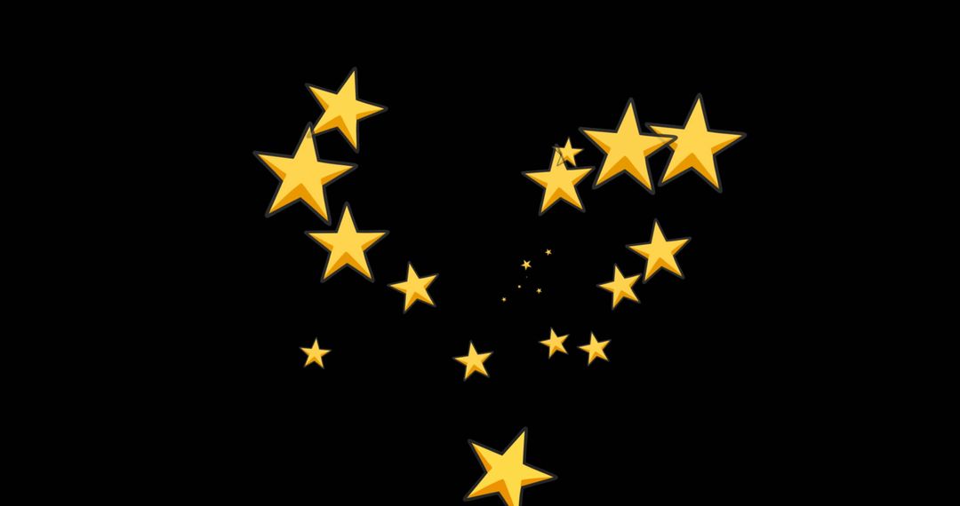 Flying Golden Stars on Black Background