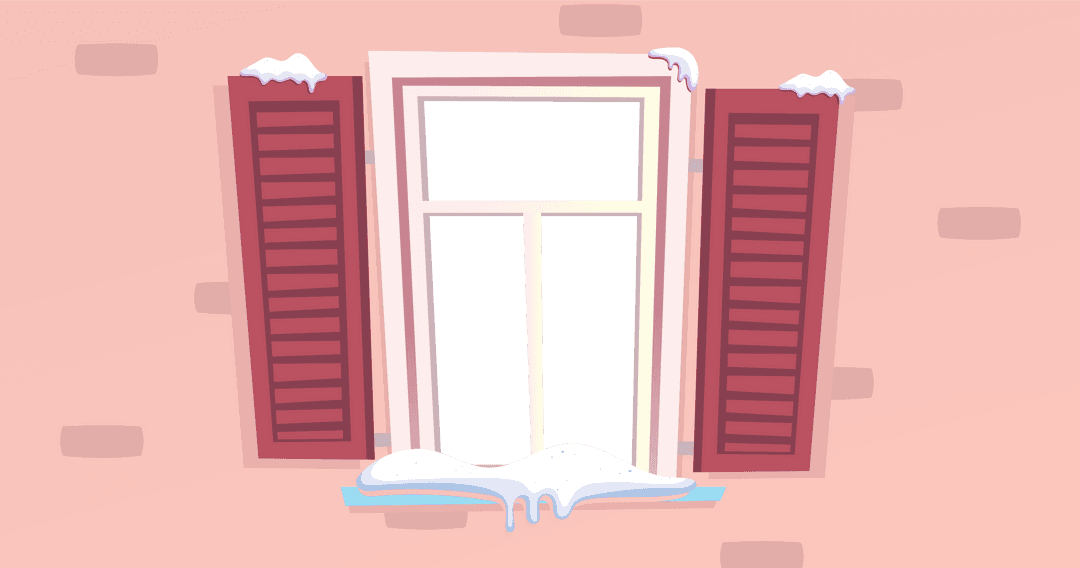 Transparent Views Landscape Winter Snowfall Open Window Frame