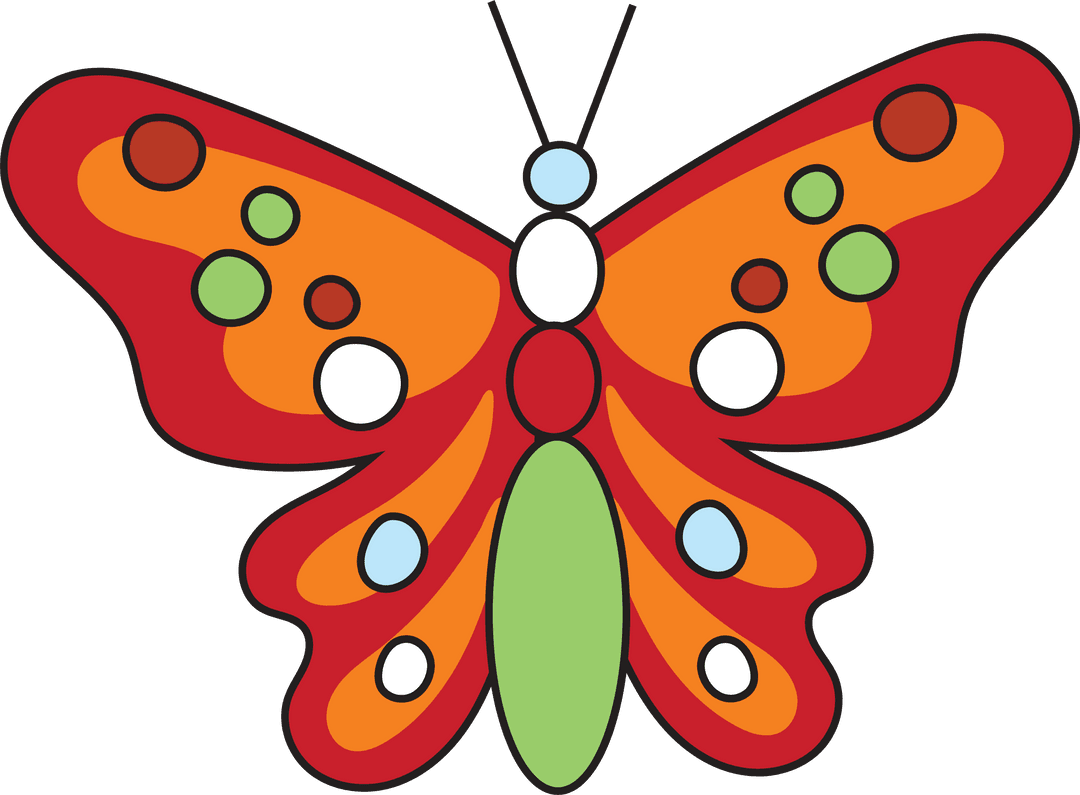 Vibrant Decorative Butterfly Illustration on Transparent Background