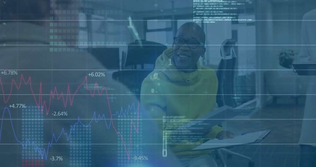 Business Team Analyzing Financial Data with Mixed Reality Technology