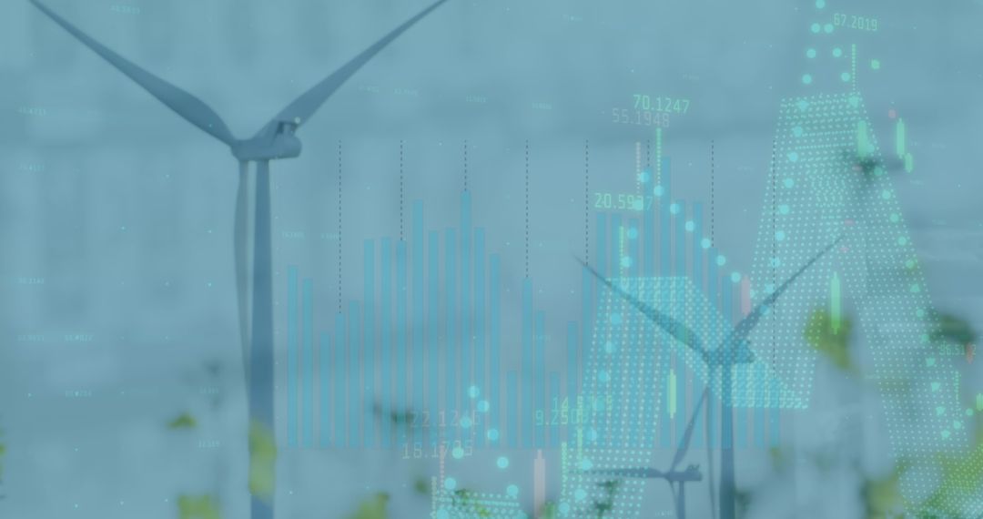 Digital Data Interface Overlapping Renewable Energy Wind Turbines