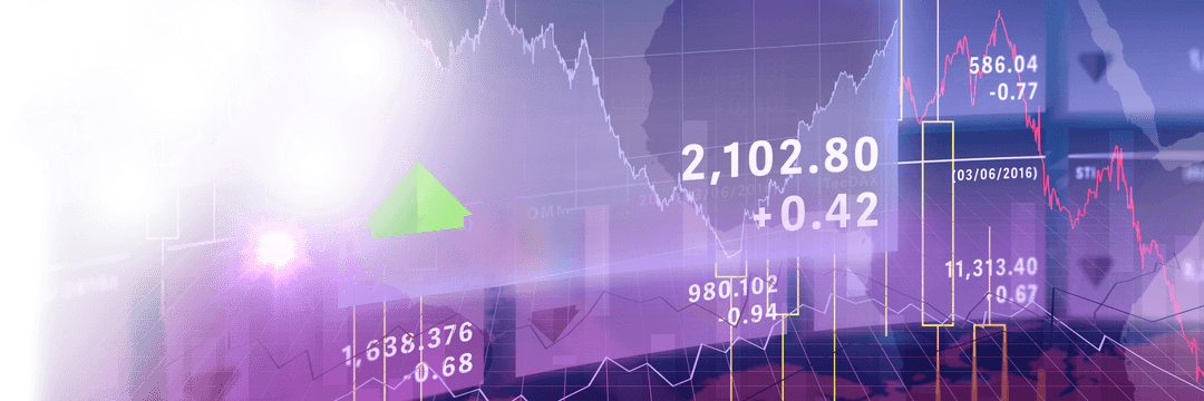 Purple Financial Charts and Data on Transparent Background