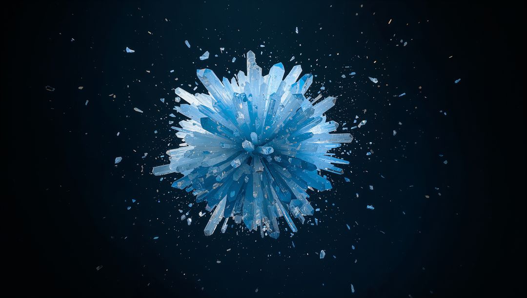 Luminous Blue Crystal Fragments in Space