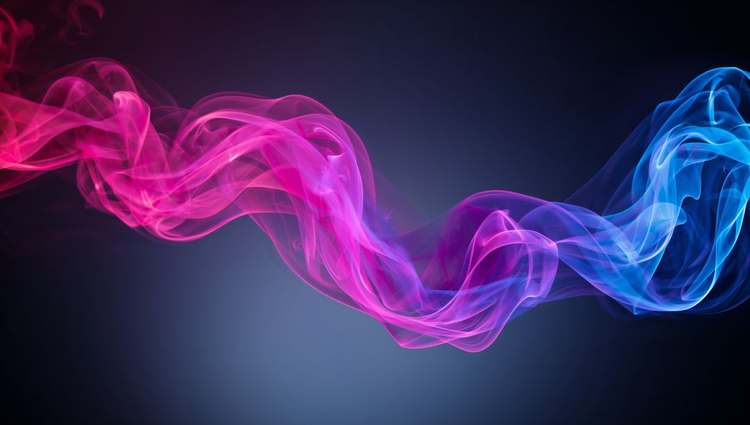 Magenta to Blue Neon Smoke Wave Dark Gradient Background Abstract Color Flow Ribbon