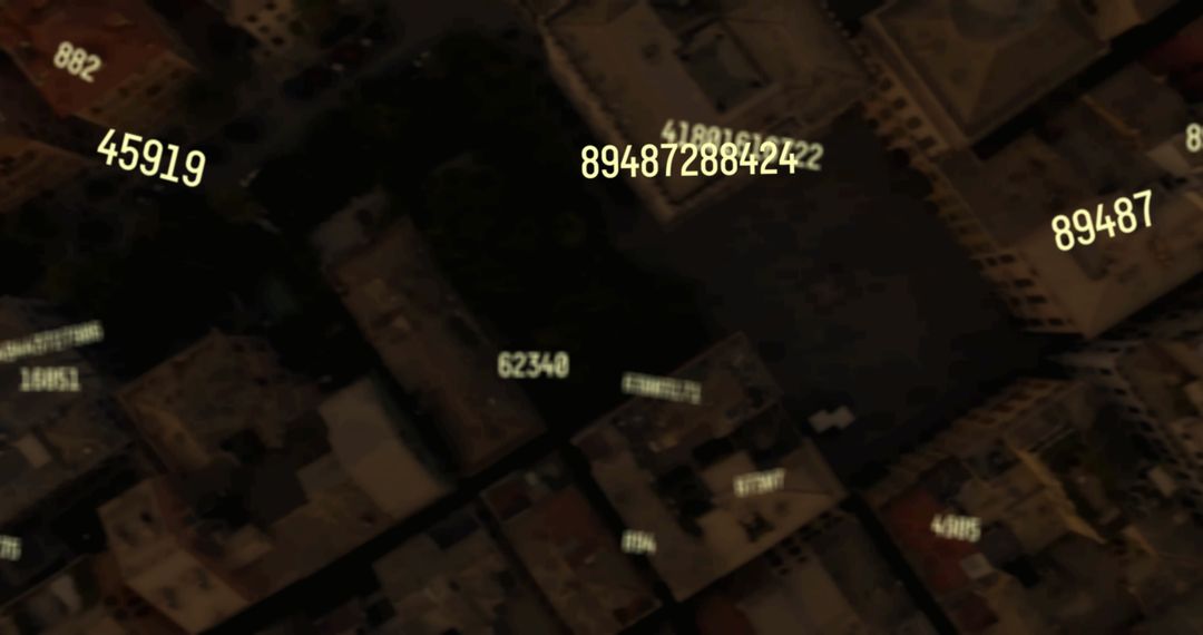 Futuristic Numbers Falling On Urban Cityscape