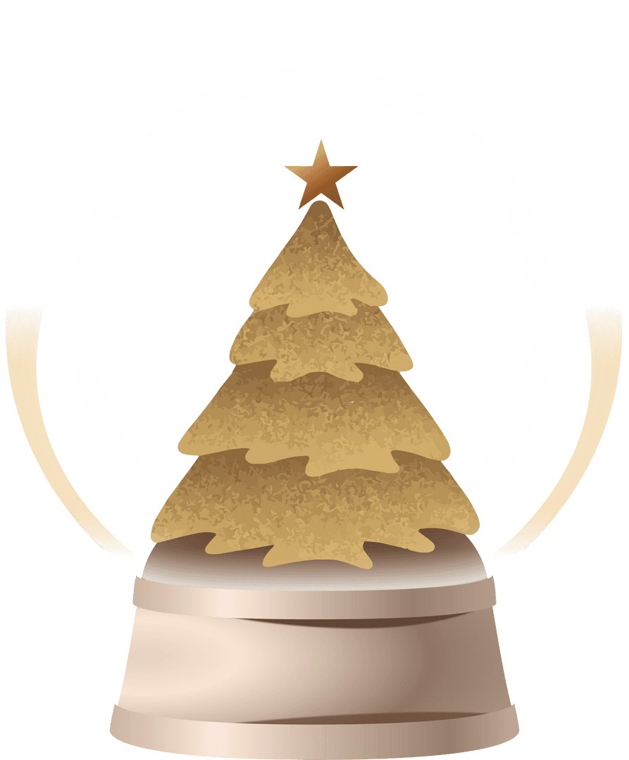 Transparent Snow Globe Featuring Gold Christmas Tree Decoration