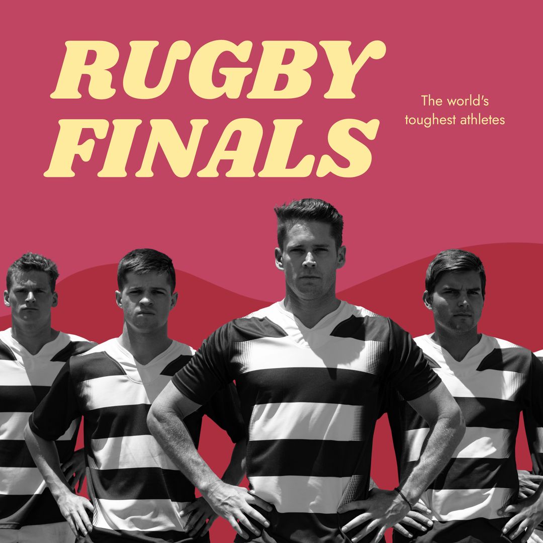 Rugby Finals Promotion with Determined Team in Striped Jerseys
