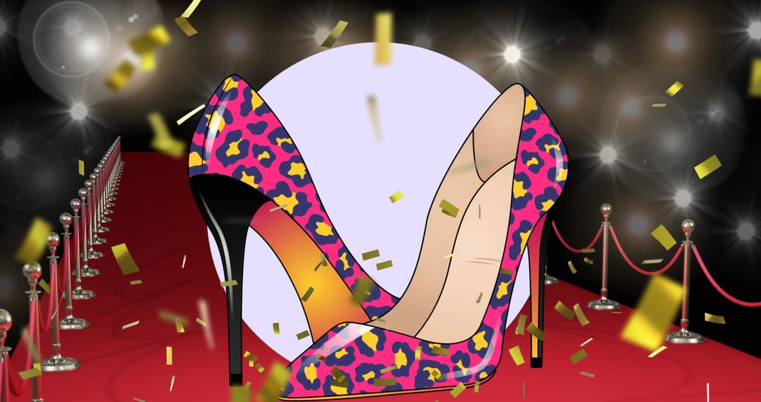 Fashionable Pink Leopard Print Heels on Glamorous Runway