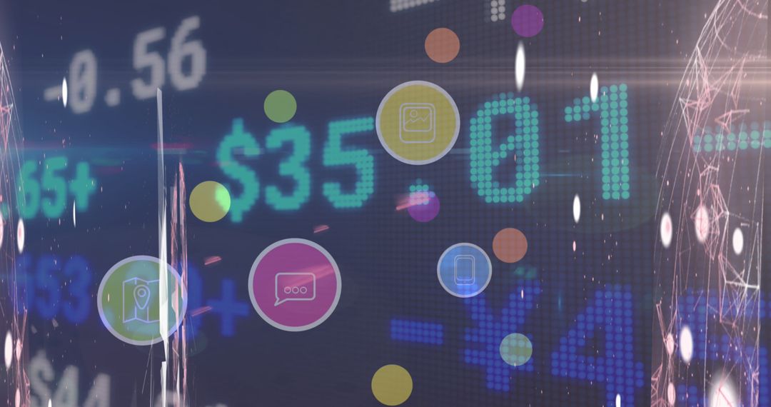 Digital Stock Market Interface with Interactive Icons