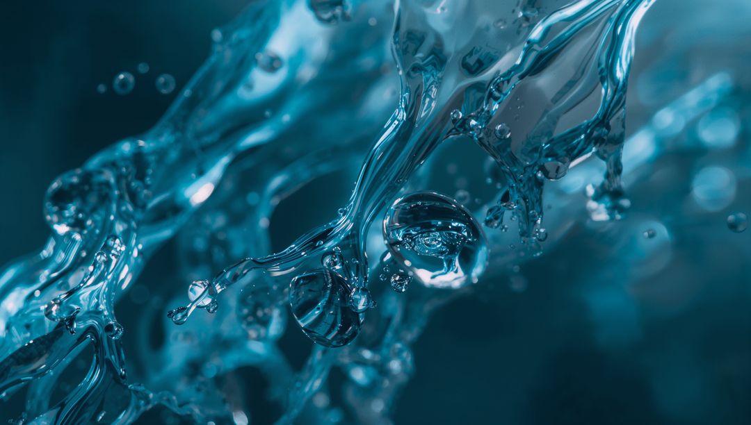 Dynamic Blue Water Splash with Captured Motion