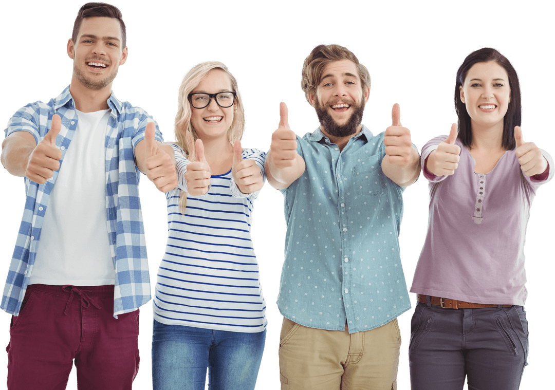 Diverse Group Giving Thumbs Up with Transparent Background