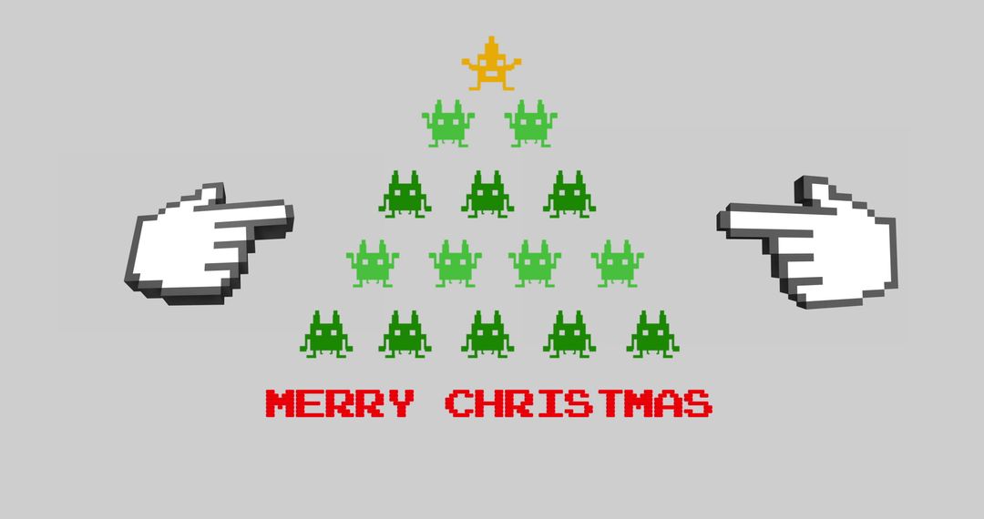 Retro Pixel Christmas Tree with Merry Christmas Message
