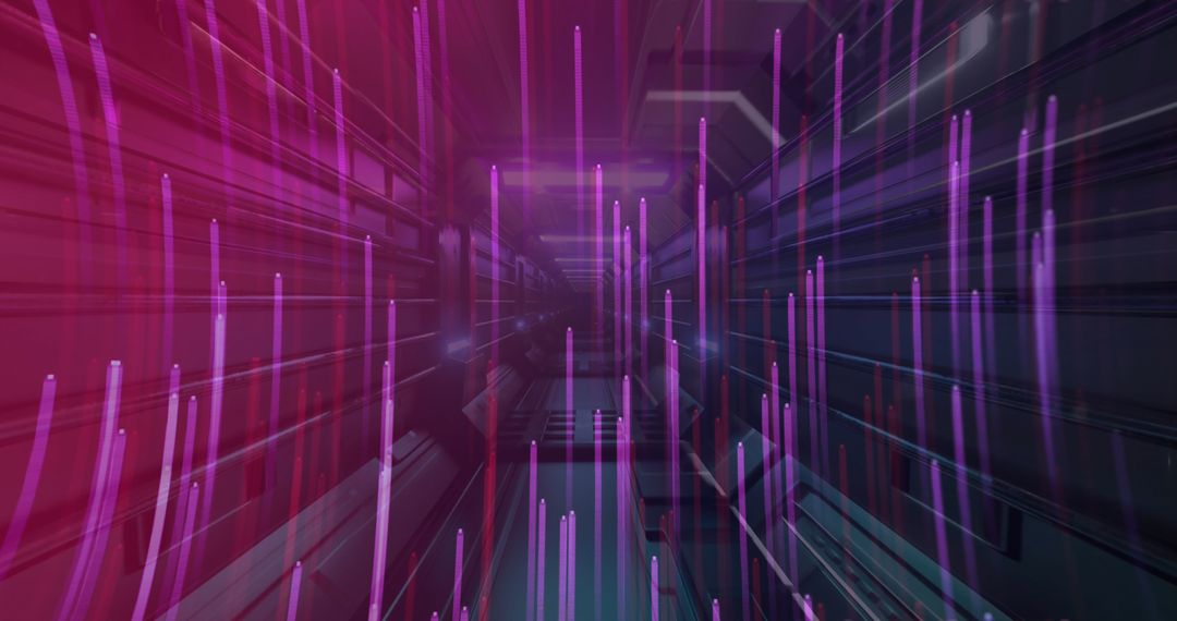 Futuristic Digital Tunnel with Vibrant Light Trails