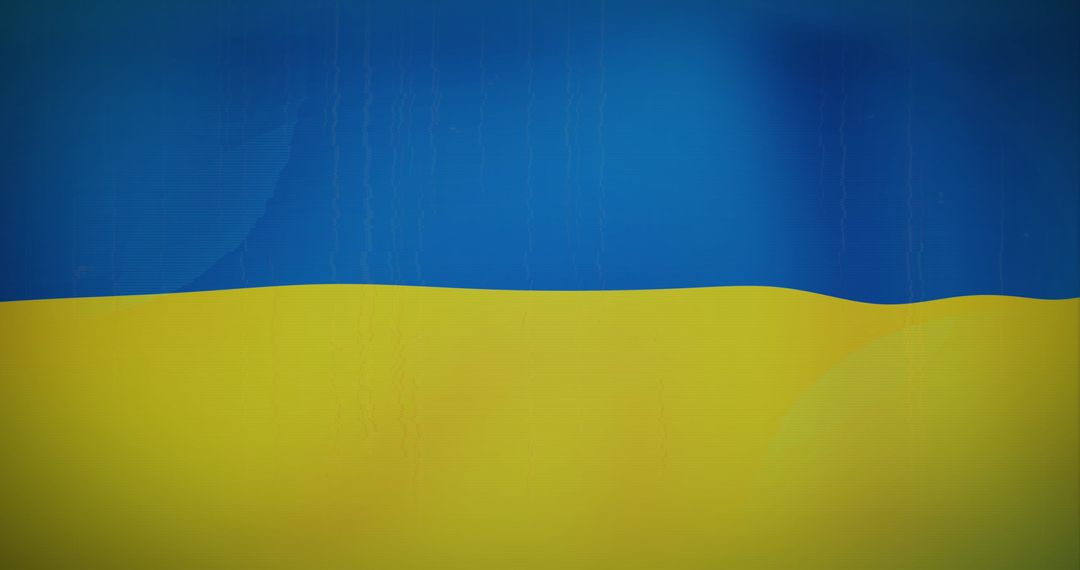 Digital Data Overlay on Ukrainian Flag Symbolizing Technology and Politics