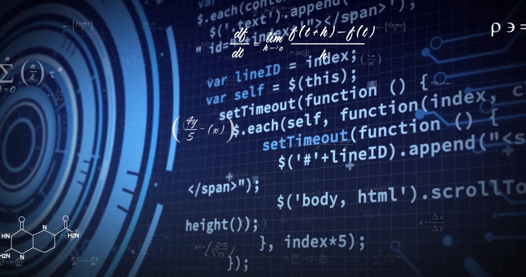 Futuristic Visuals of Mathematical Data and Machine Code