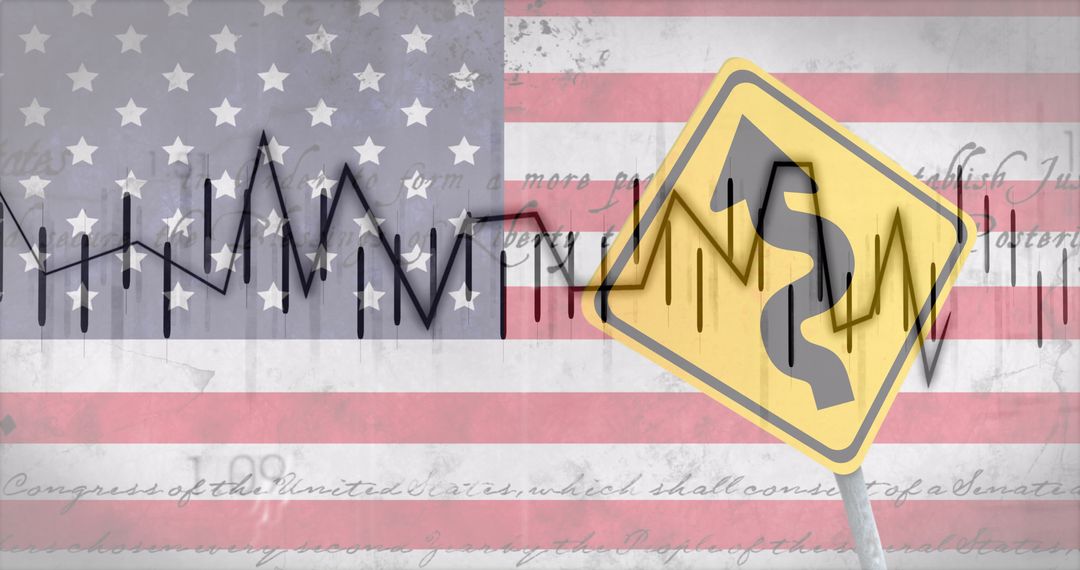 Financial Road Ahead with American Flag and Data Analysis Concept
