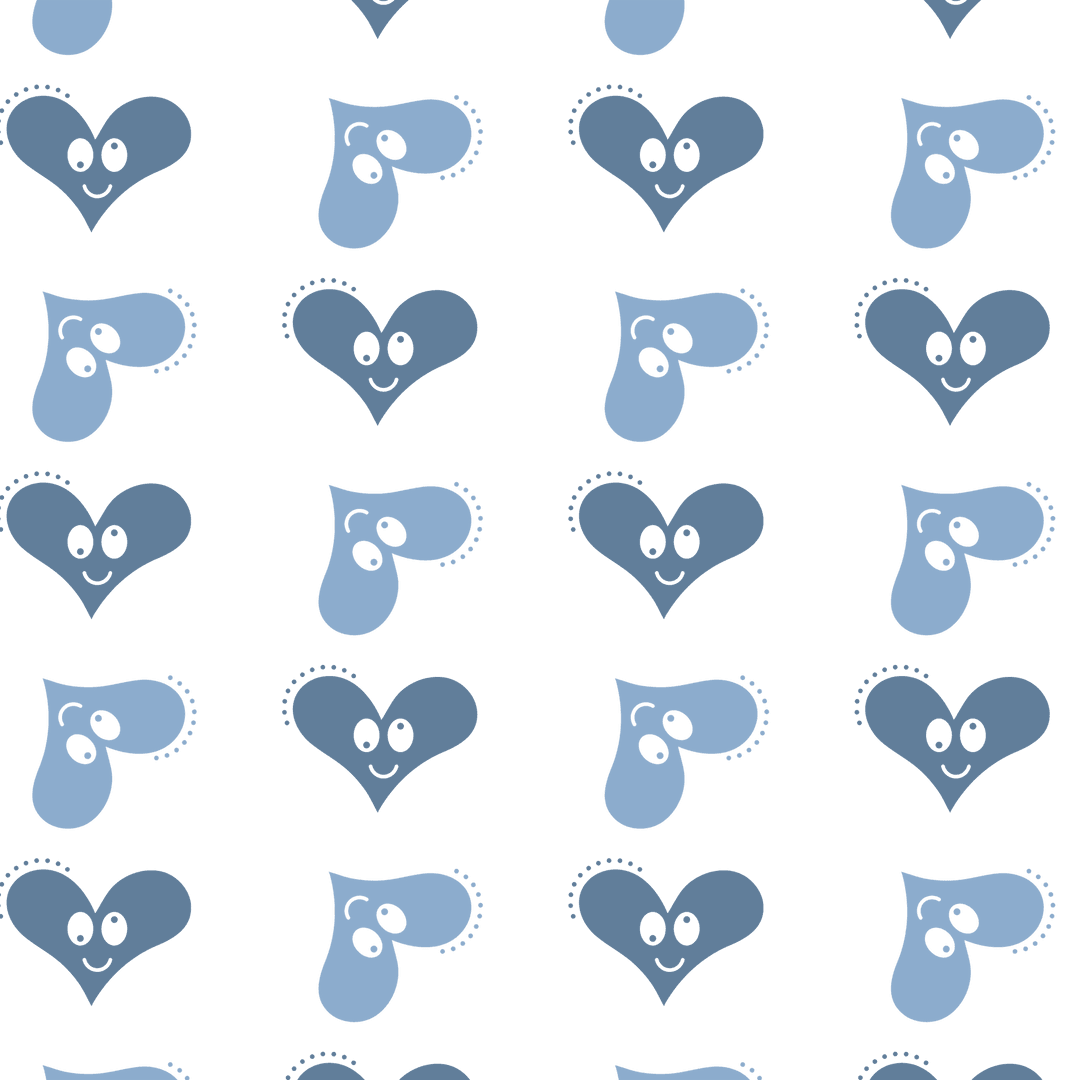 Blue Hearts Pattern on Transparent Background Vector