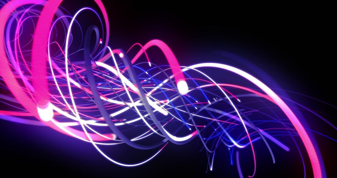 Vibrant Neon Light Trails Against Dark Background