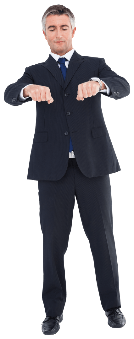 Businessman in Suit Holding Counterpart on Transparent Background