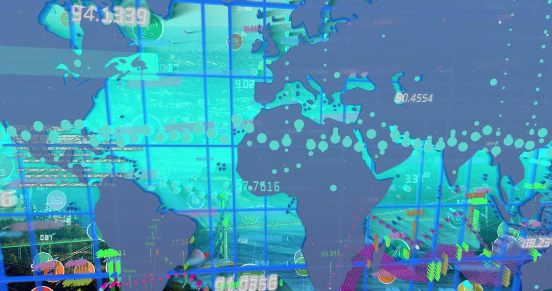 Digital World Map with Financial Data Overlay Aesthetic
