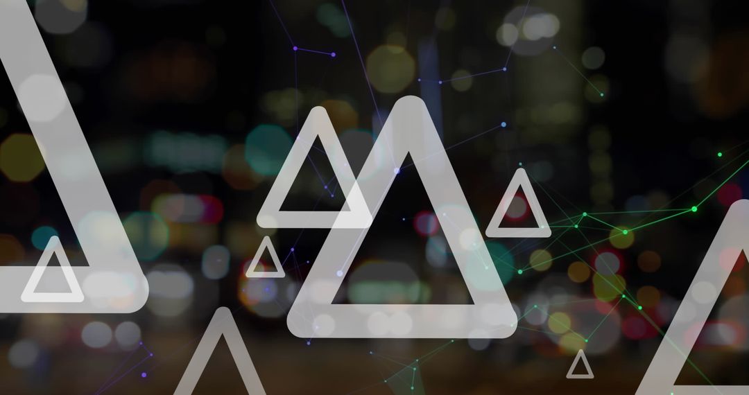 Abstract Triangles and Network Connections on Dark Background