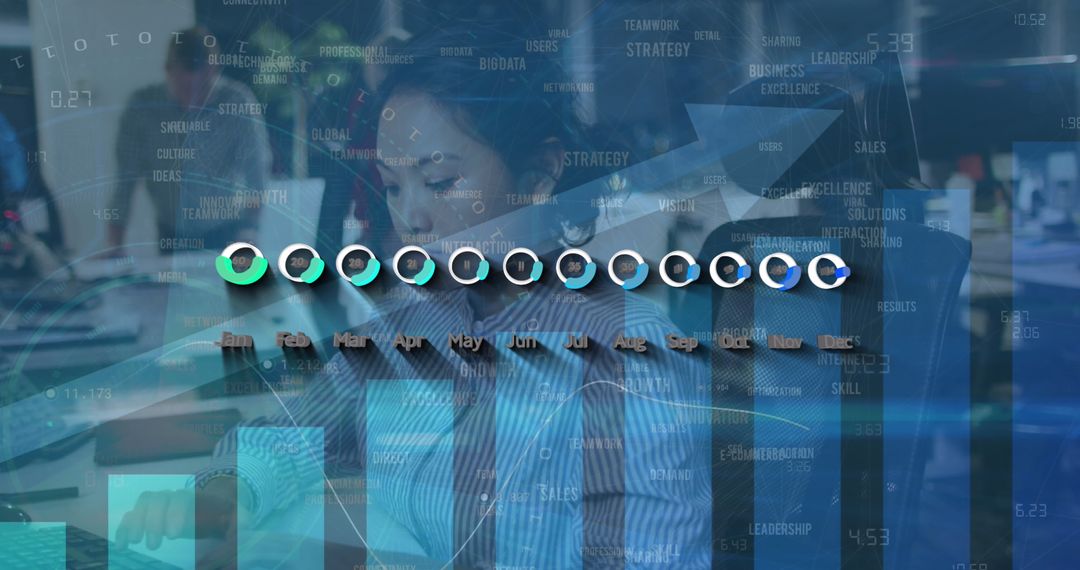 Office Collaboration with Data Analytics and Growth Concept