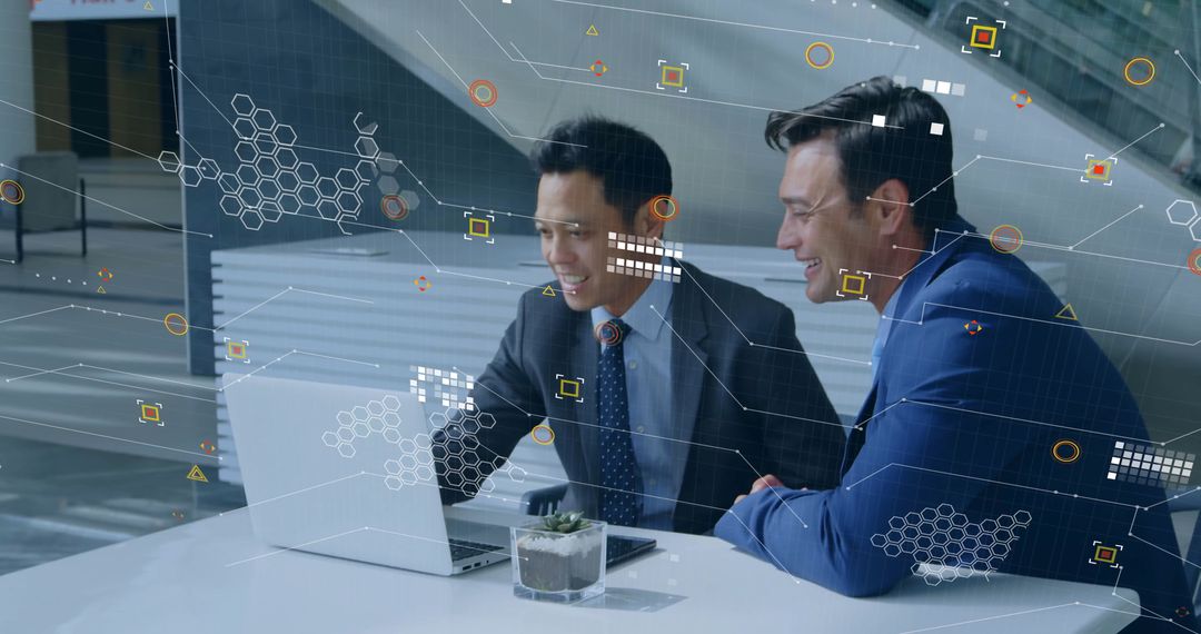Corporate Businessmen Collaborating With Innovative Data Visuals