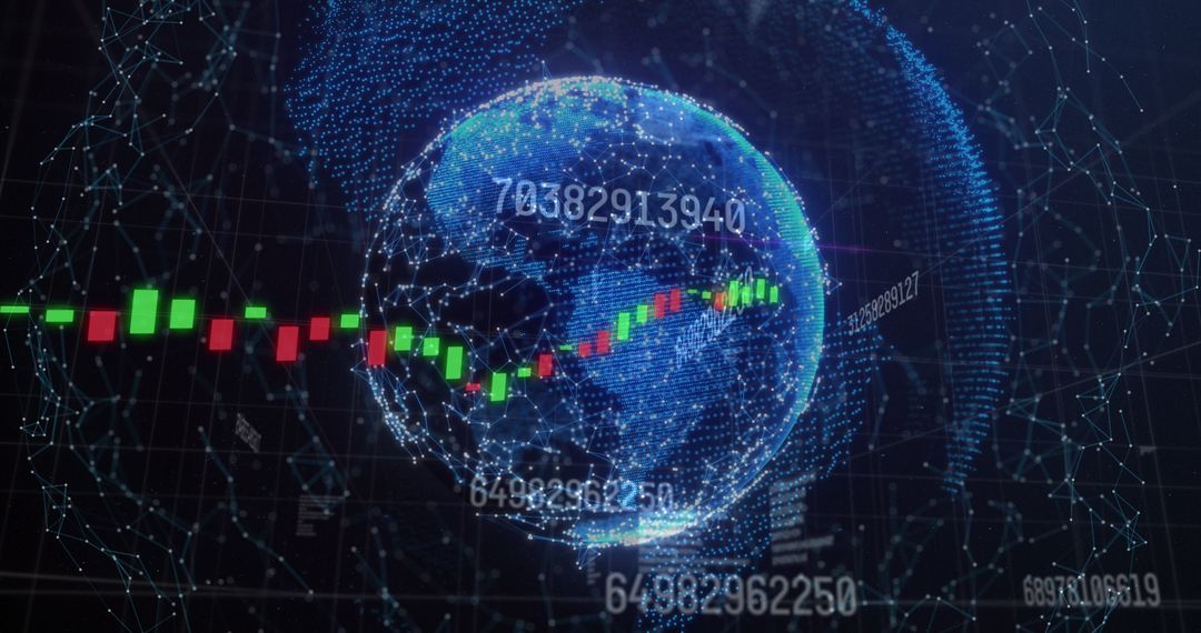 Digital Financial Data Visualized Over Virtual Globe
