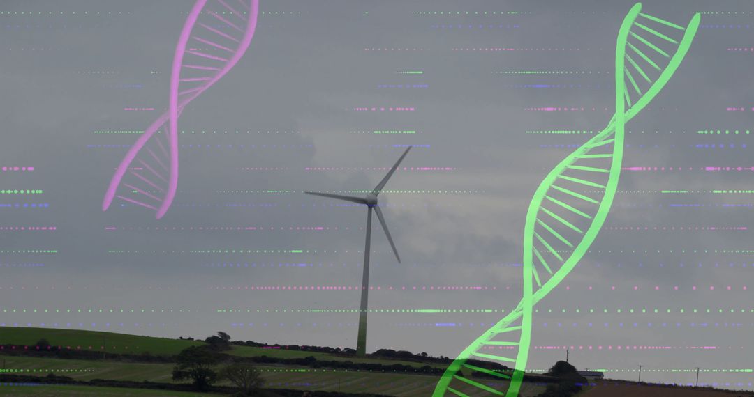 Wind Turbine With DNA Overlay Connecting Nature and Technology