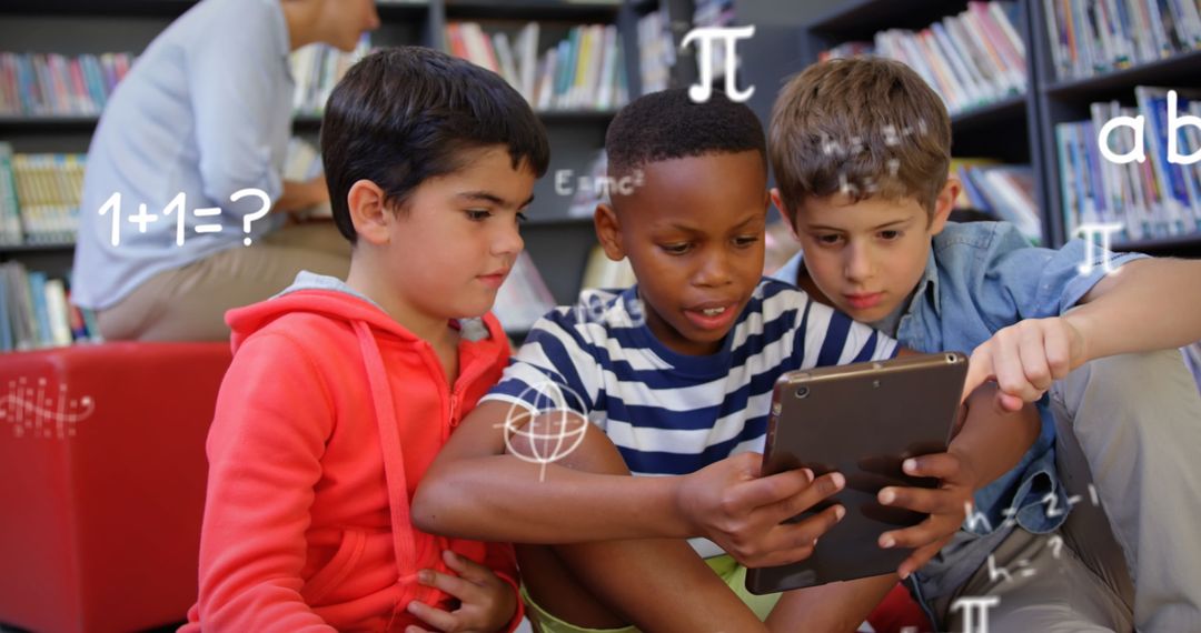 Diverse Schoolboys Exploring Math Concepts on Tablet