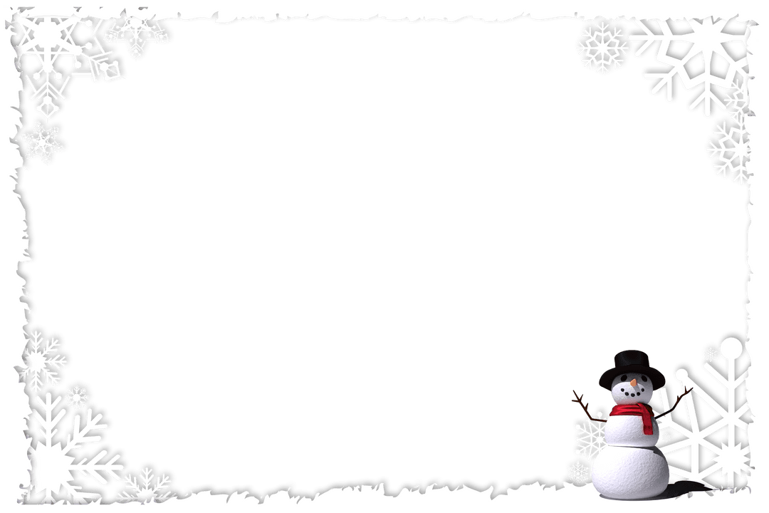 Snowman Transparent Border with Snowflakes Winter Theme