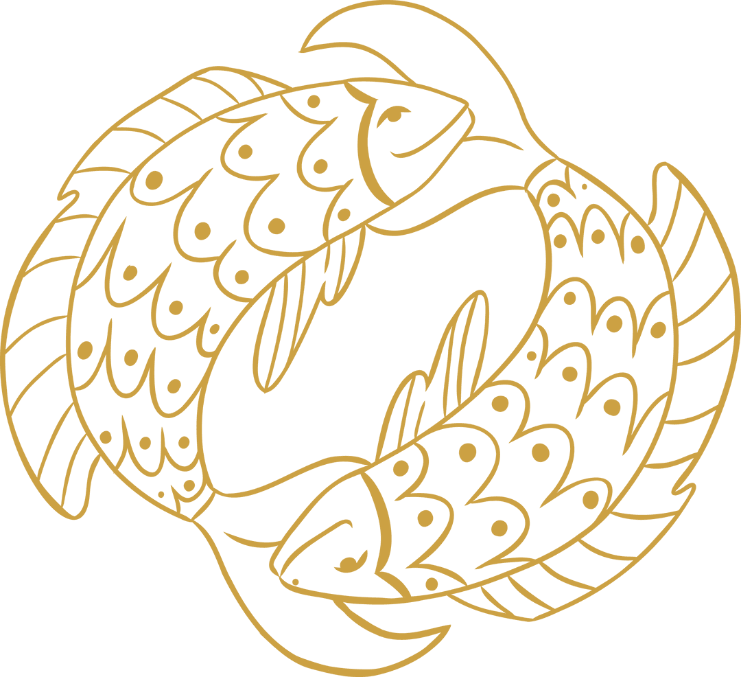 Yellow Pisces Zodiac Symbol on Transparent Background