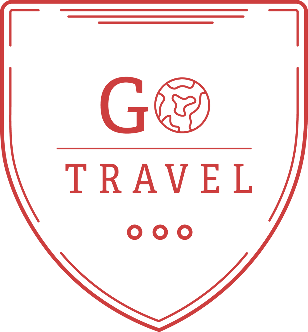 Transparent Shield Emblem with Go Travel Text Vector Illustration