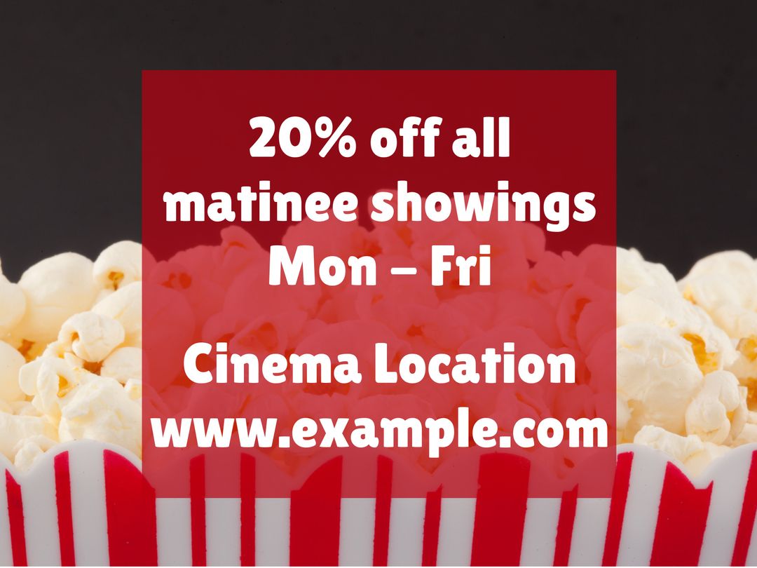 Cinema Discount Promotion with Popcorn Background