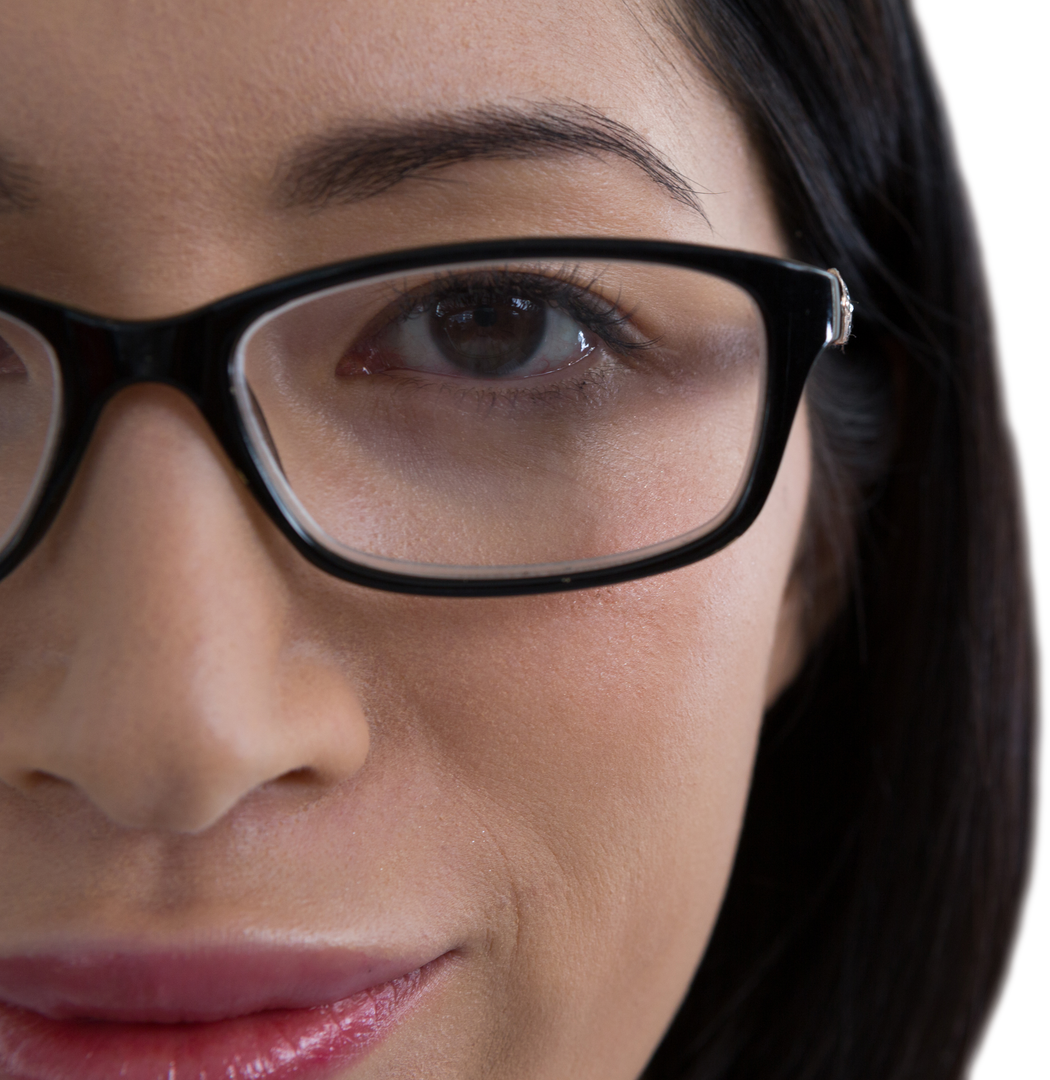 Close-Up Transparent Portrait of Woman Wearing Glasses - Download Free Stock Images Pikwizard.com