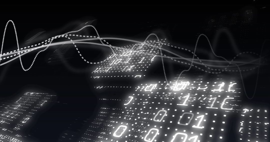 Abstract Digital Waves with Binary Code Illumination - Free Images, Stock Photos and Pictures on Pikwizard.com