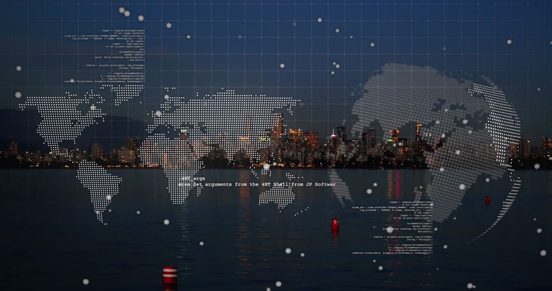 Digital Overlay of Global Data Network on Cityscape