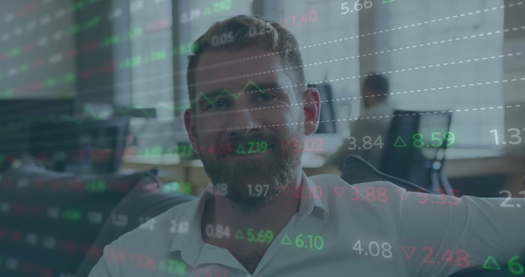 Businessman Analyzing Stock Market Data in Office Setting