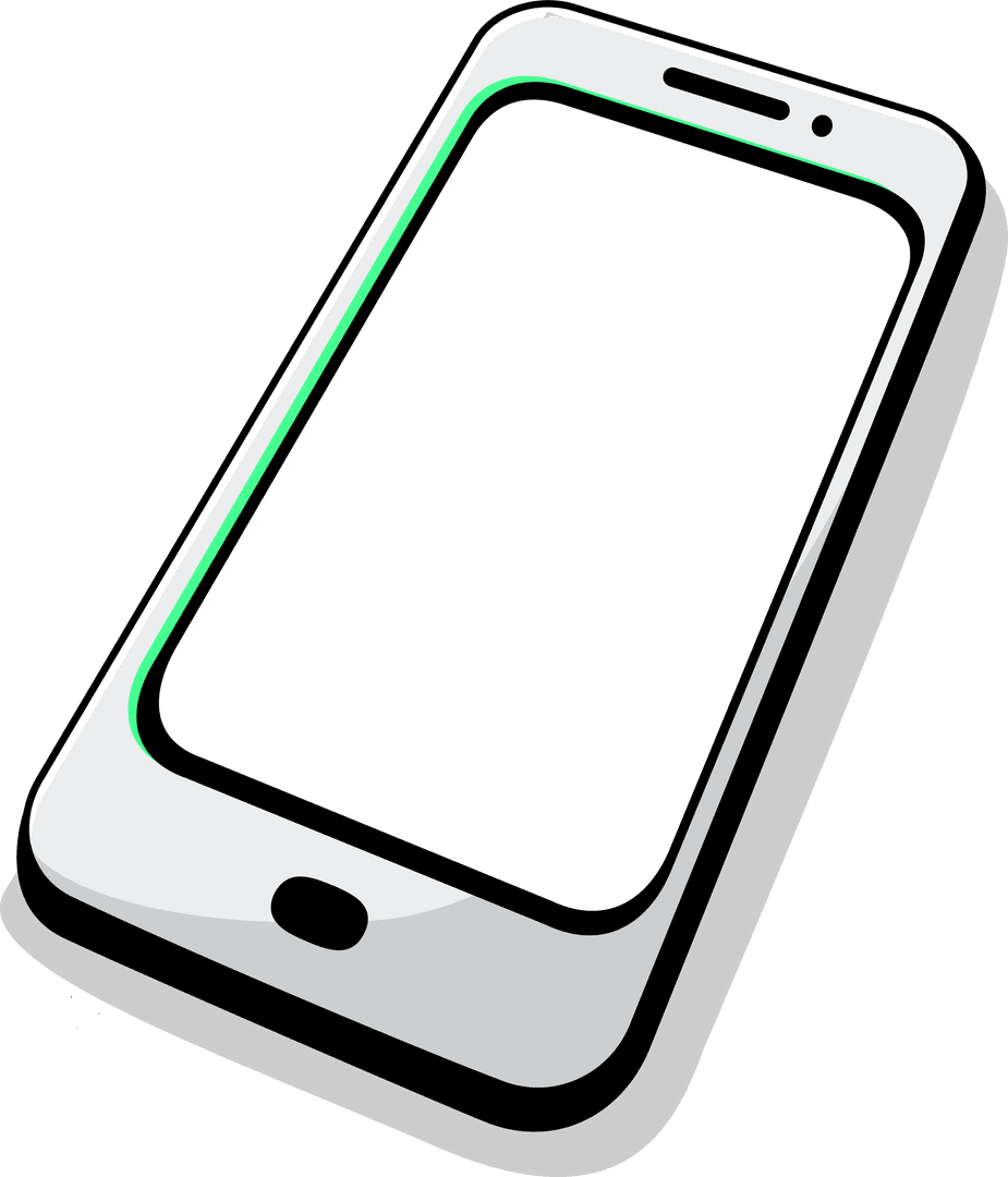 Electronic Cartoon Smartphone with Blank Screen on Transparent Background