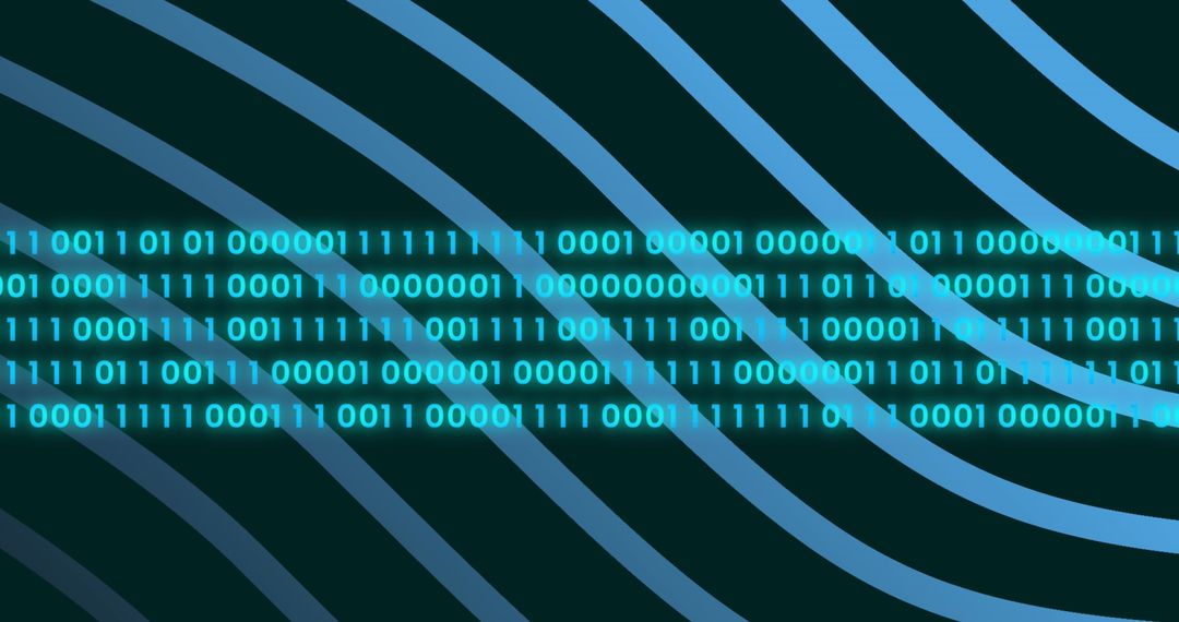 Illuminated binary code with abstract blue lines technology concept