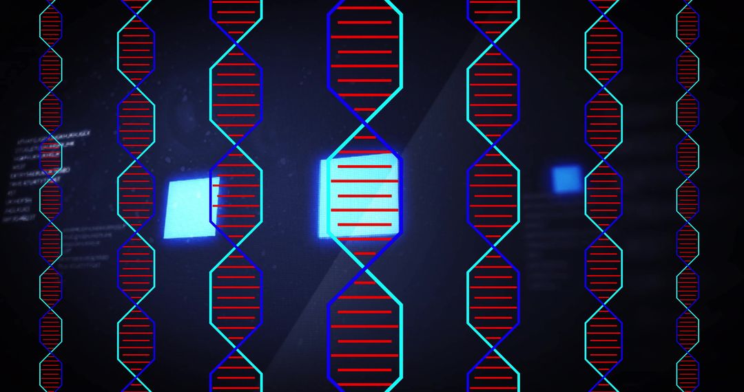 Digital DNA Helix Overlay with Data Processing Concept