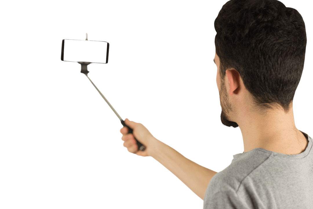 Transparent Man Taking Selfie with Phone on Stick - Download Free Stock Images Pikwizard.com