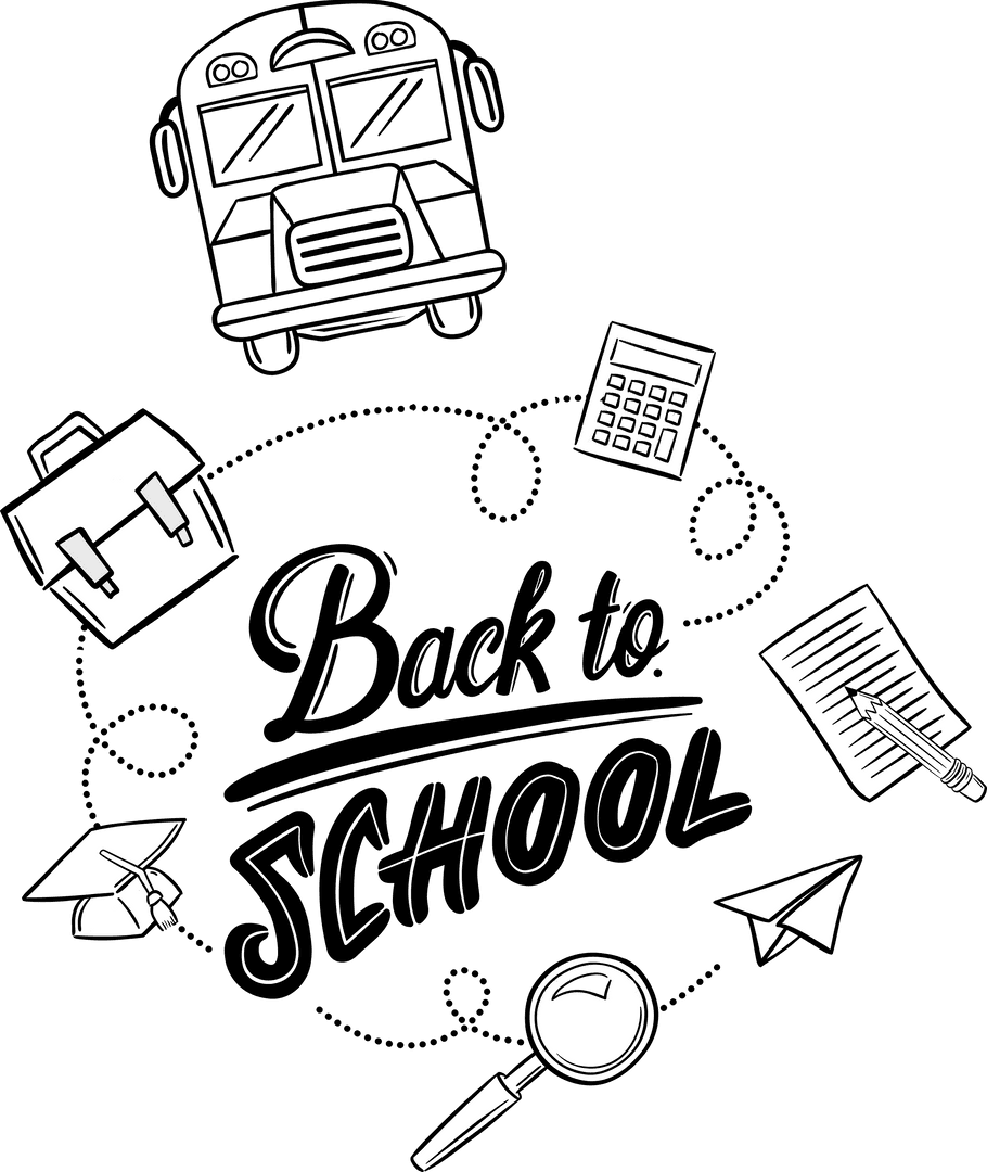 Back to School Symbols on Transparent Background