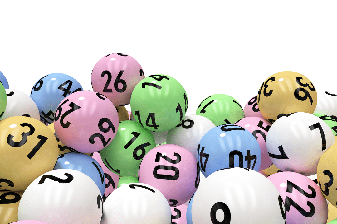 Colorful 3D Bingo Balls on Transparent Background