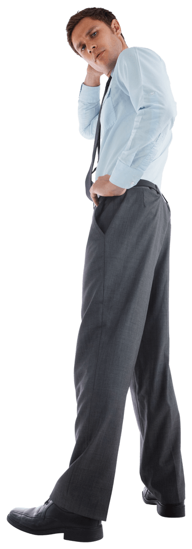 Transparent Background Pensive Businessman Touching Head