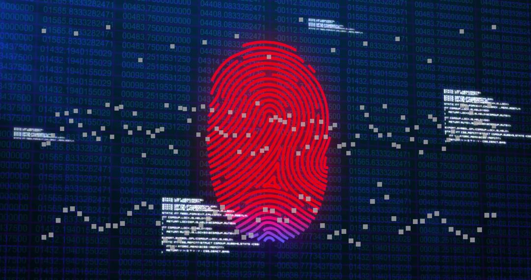 Fingerprint Scanning with Digital Code Background Illustration