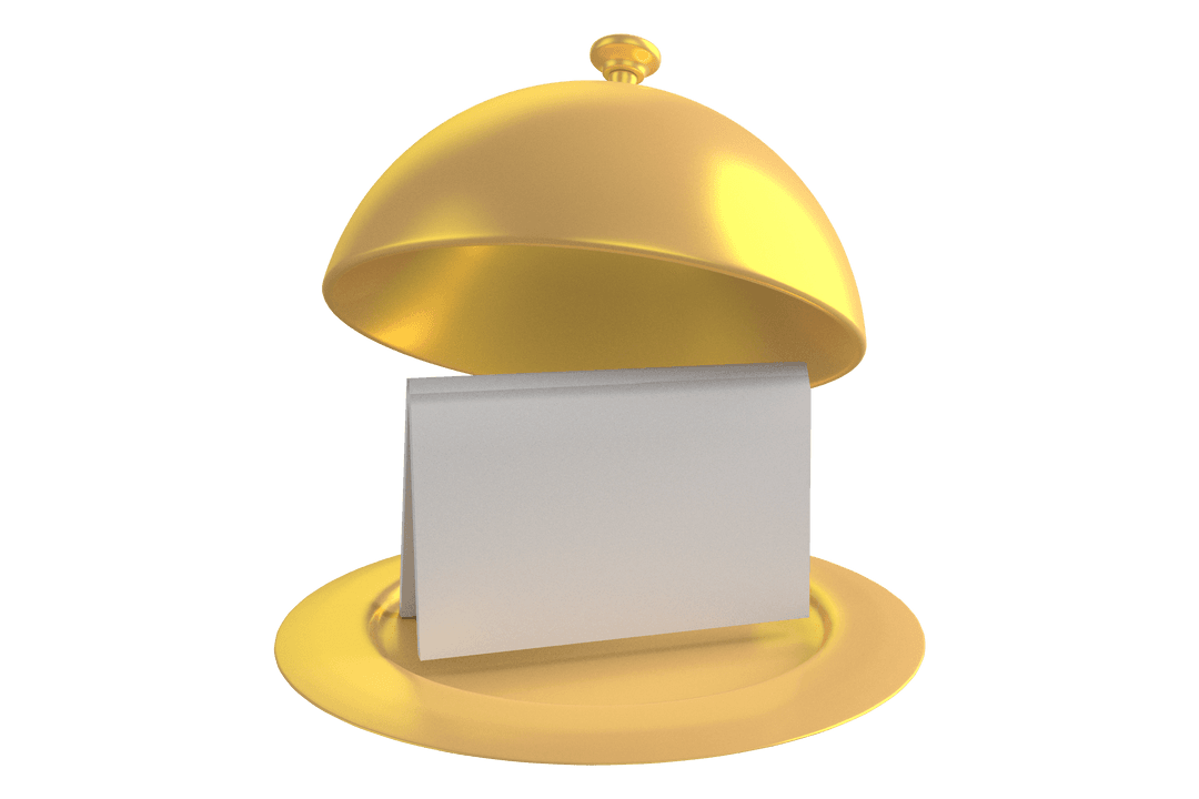 Golden Serving Platter with Blank Card Transparent 3D Render - Download Free Stock Images Pikwizard.com