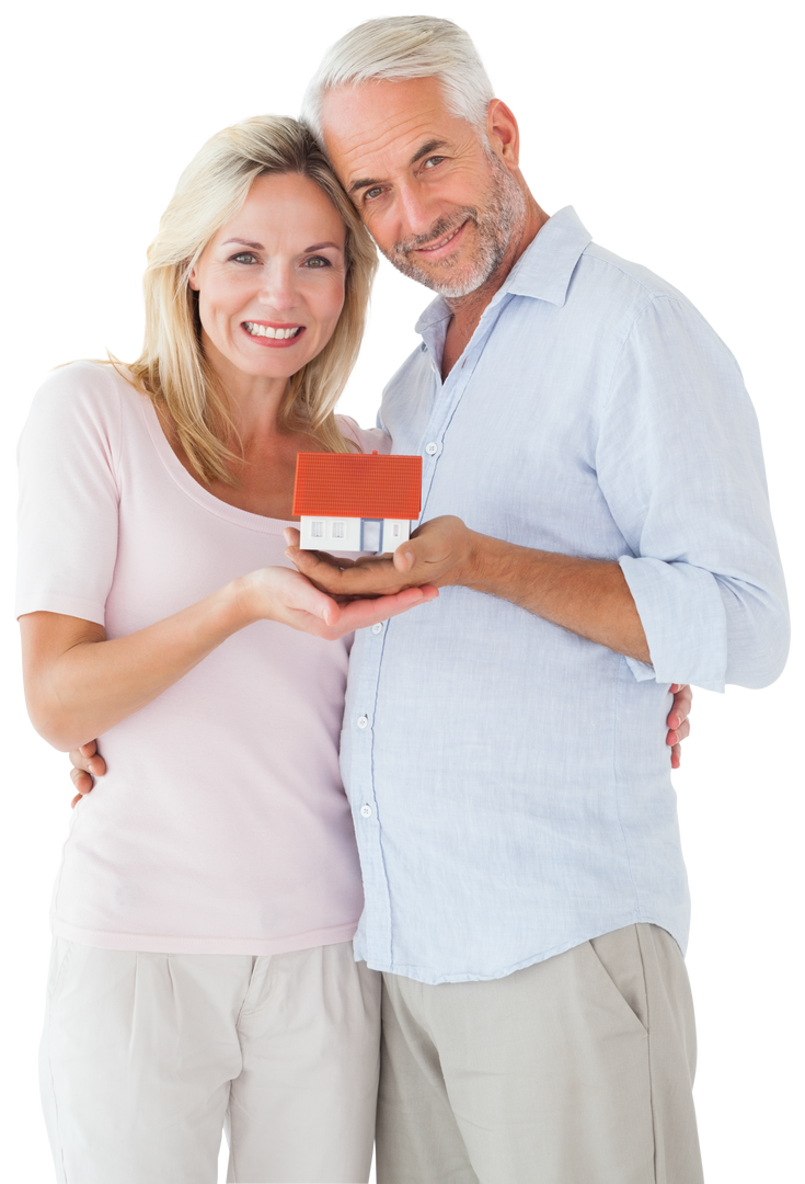 Happy Mature Couple Holding Model House Transparent Background - Download Free Stock Images Pikwizard.com